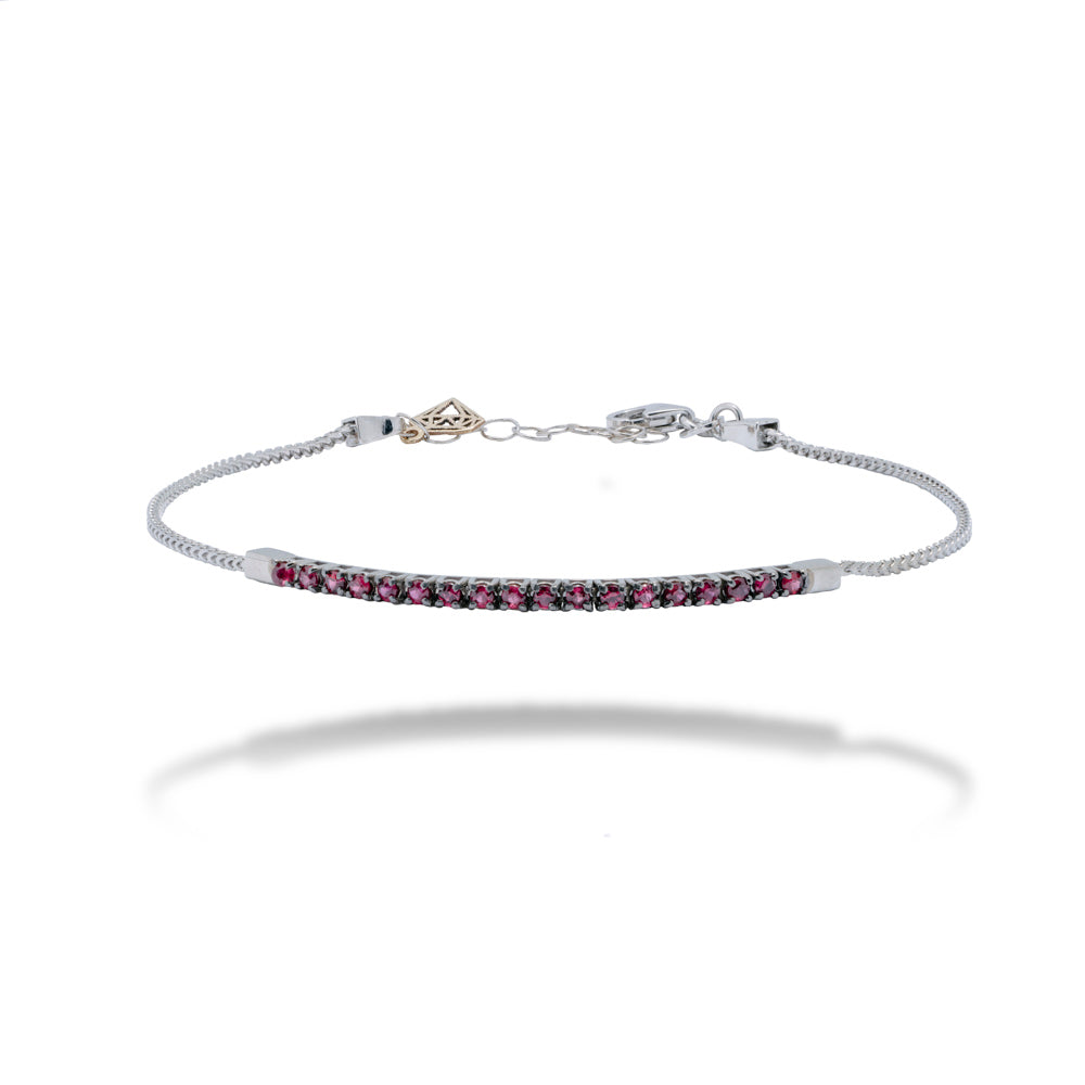 BRACCIALE MEZZO TENNIS IN ORO 18 KT CON RUBINI