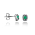 ORECCHINI OTTAGONALI IN ORO 18 KT CON DIAMANTI E SMERALDI