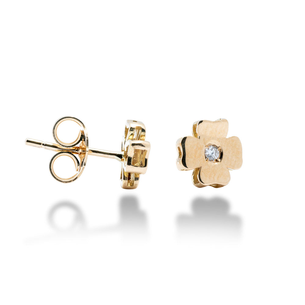 ORECCHINI QUADRIFOGLIO IN ORO 18 KT DIAMANTI