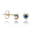 ORECCHINI CUORE IN ORO 18 KT CON DIAMANTI E ZAFFIRI