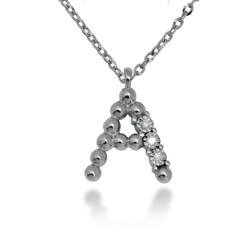 COLLANA LETTERING BRILLANTI CT 0,02  DISPONIBILE SIA ORO BIANCO CHE ORO