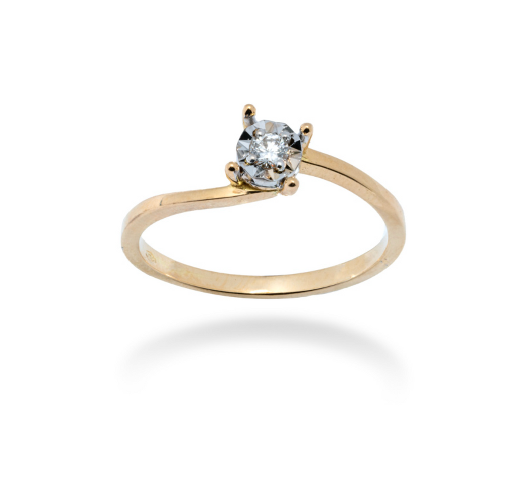 ANELLO SOLITARIO IN ORO GIALLO 18 KT CON DIAMANTE